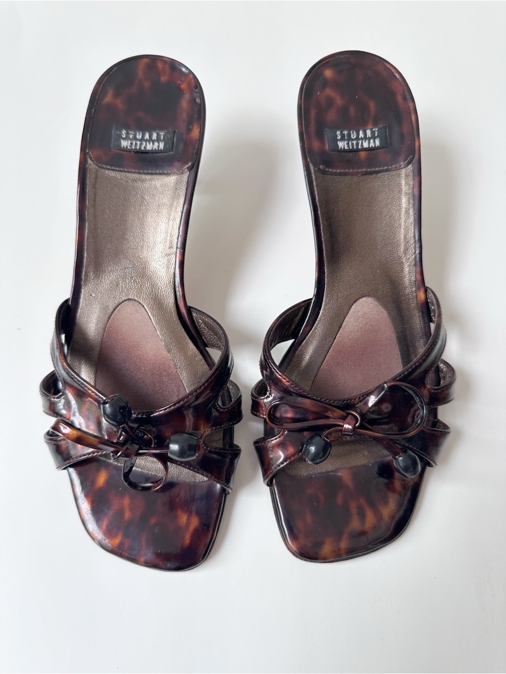 VINTAGE STUART WEITZMAN tortoise kitten heel slide - Picture 3 of 8